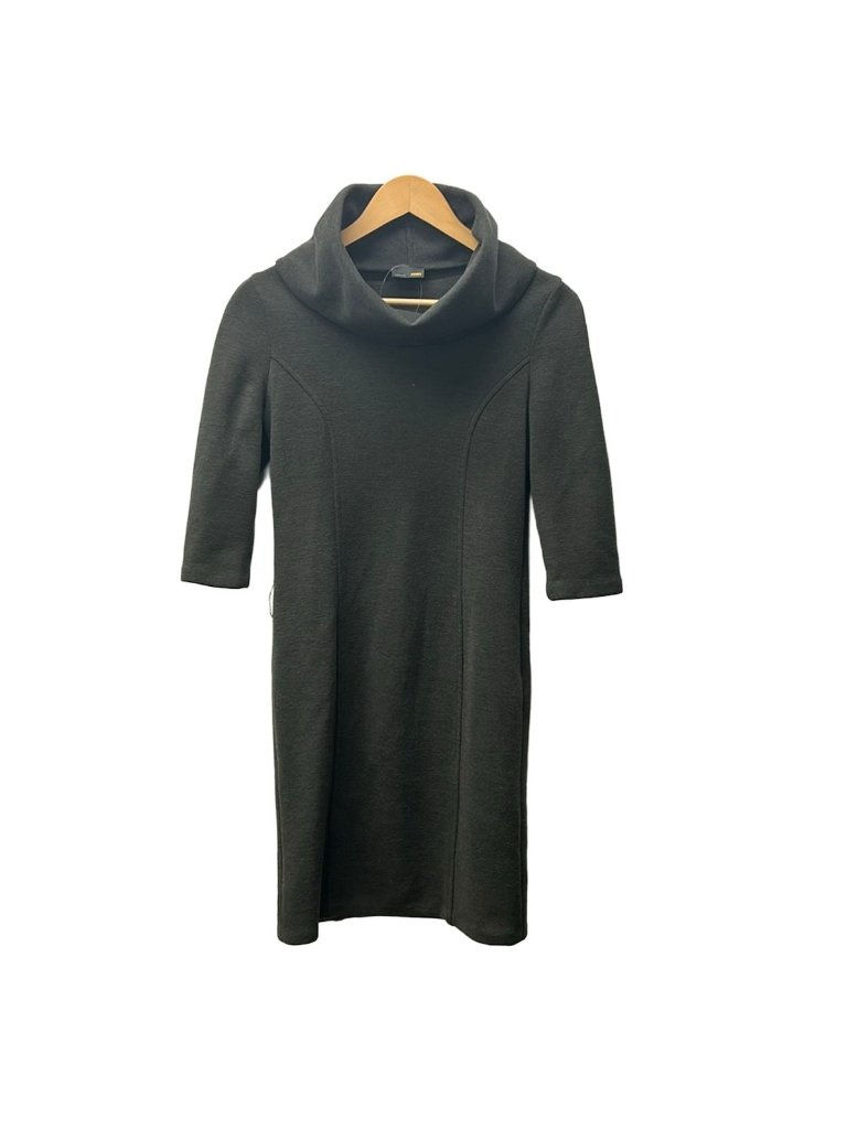 Fendi Dress 40 M Dark Gray Turtleneck Short Sleeve Knee Length
